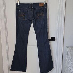 Frankie B Vintage Y2K Low Rise Dark Wash Flare Jeans - Size 8